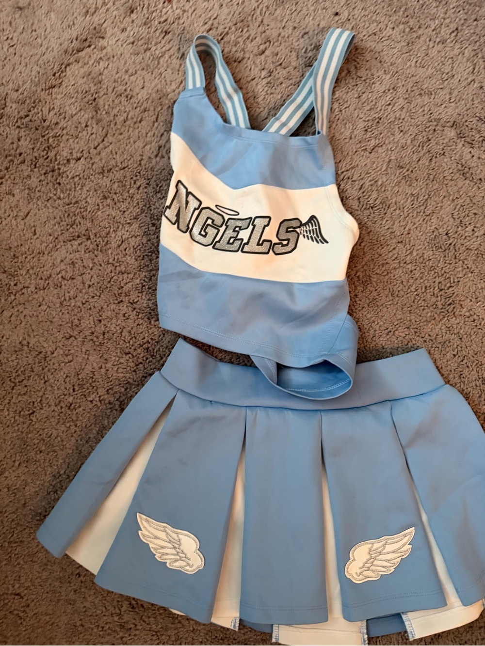 Dolls Kill Halloween costume Light Blue & White Cheer Skirt Set